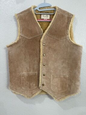 Scully Tan Sherpa-Lined leather vest